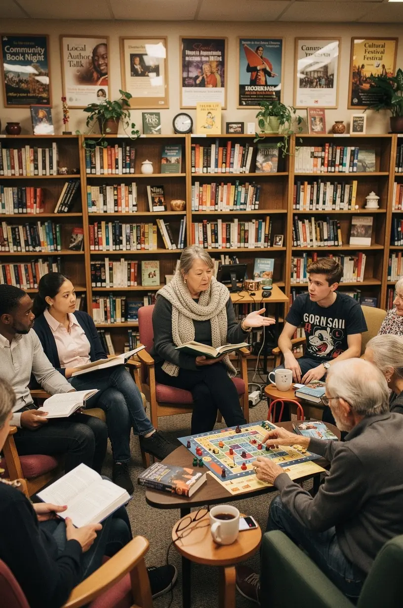 People enjoying board games and socializing together