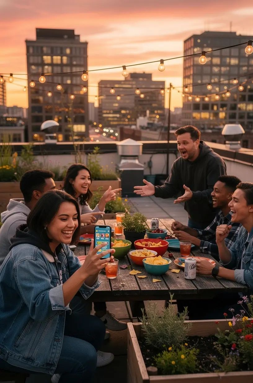 Group of friends enjoying a game night together.